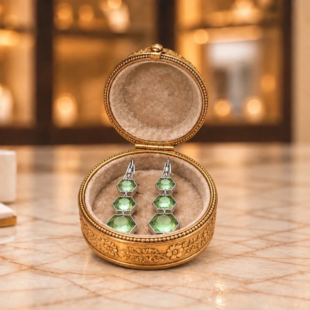 Anna & Anna Hexagon‎ Gem Dangle Earrings